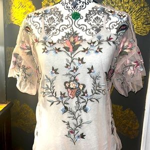 Zara organza blouse in rose